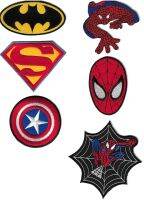 6 x Superhero Set Promotion iron on patch Spiderman Superman Batman Marvel ฮีโร่แอคชั่น  ตัวรีด เย็บติดผ้าประเทศไทย โลโก้ปัก มีกาวสำหรับรีด ตกแต่งเสื้อผ้า