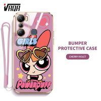 VRQR Powerpuffy เคสโทรศัพท์สำหรับหญิงสาวน่ารักสำหรับ Infinix Hot 20i X665C X665E Hot 20 Play X6825 Super Girl เปลือกนุ่มบางพิเศษ (รวมฟรีสายคล้อง)