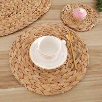 【CC】✖✚❏  Table Placemat Hyacinth Woven Round Braided Insulation Anti-Skidding Tools