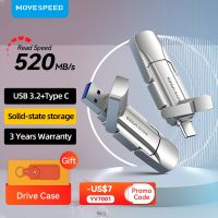 MOVESPEED USB 3.2สถานะของแข็งไดร์ฟปากกา520MB/S USB ชนิด C แฟลชไดร์ฟ1TB 512GB 256GB USB Gen 2 Pendrive