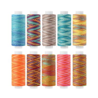 【CC】 10pcs Set Polyester Variegated Embroidery Machine Thread 300 Yard Spool Sewing
