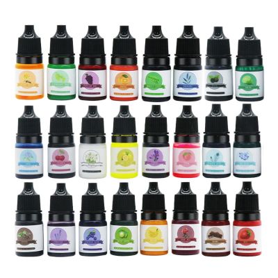 24สีอีพ็อกซี่เรซิ่นสีโปร่งใสปลอดสารพิษ UV Epoxy เรซิ่น Dye Liquid สำหรับเรซินยูวีสีทำเครื่องประดับเรซิน