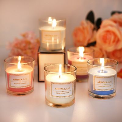 Aromatherapy glass candles sweet atmosphere oil romantic emotional appeal smoke-free soy wax incense hotel household indoor persistent