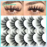 GONGRUOQIUSHAN SKONHED 5 Pairs เครื่องมือแต่งหน้าตา ธรรมชาติยาว Wispy Flared ขนตาปลอม ต่อขนตา 6D Faux Mink Hair Crisscross