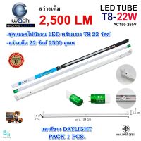 ชุดหลอดไฟ LED พร้อมราง หลอดไฟนีออนพร้อมราง LED T8 22W โคมไฟ LED หลอดไฟ LED ฟลูเซ็ท LED โคมไฟสำเร็จรูป T8 22W IWACHI (ขาสปริง) แสงสีขาว(DAYLIGHT) (แพ็ค 1 ชุด)