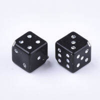 20pc Acrylic Beads Dice Black 12x12x12mm Hole: 1.8mm