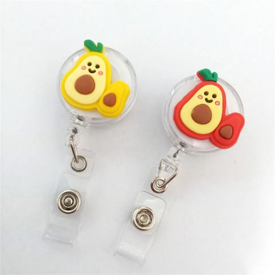 GINKG Silicone Fruits Badge Holder Avocado Easy Pull Buckle ID