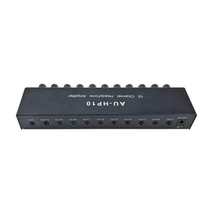 1pcs-au-hp10-10-channel-stereo-headphone-amplifier-black-audio-1input-10-output-preamplifier-independent-control-njm4556a-dc12-24v