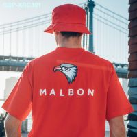 MALBON Malbon เสื้อลำลองกีฬาคอกลมทรงหลวมแขนสั้นใส่เล่นกอล์ฟพิมพ์ตัวอักษรนกอินทรีโลโก้ยอดนิยม