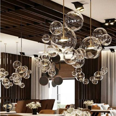 Modern Led Pendant Lamp for Restaurant Light Dining Room White Bubble Mickey Glass Hanging Lighting Living Room Decoration Light
