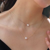 316L Stainless Steel New Fashion Fine Jewelry 2 Layer Natural Freshwater Pearl Charms Chain Choker Necklaces amp; Pendant For W