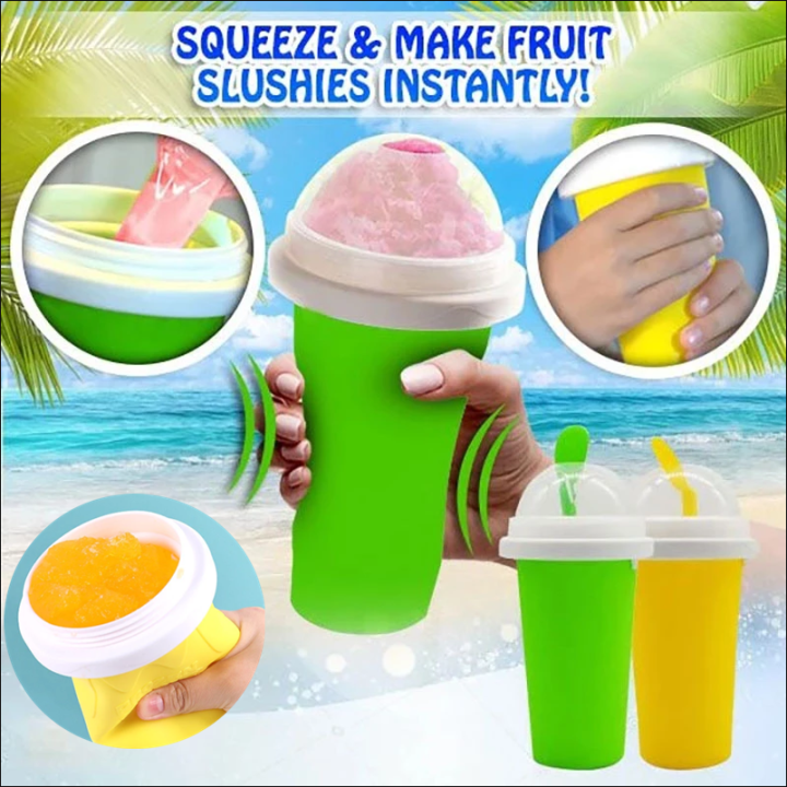 Slushy Maker Cup, Quick Frozen Magic Smoothie Cup for Ice Cream Make your  Day Cool, Portable Squeeze Ice Cup, Slushie Cup with Spoon and Straw,  Frozen