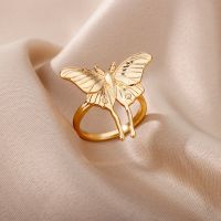 Butterfly Rings For Women Stainless Steel Gold Plated Insect Ring 2023 New Wedding Couple Aesthetic Jewelry Gift free shipping