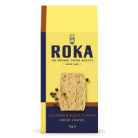 โรก้า เชดเดอร์ แอนด์ แบล็คเปปเปอร์ ชีส คริสปี้ส์ 70 กรัม - Roka Cheddar and Black Pepper Cheese Crispies 70g