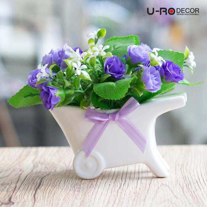 u-ro-decor-รุ่น-กุหลาบช่อในกระถางเซรามิคคละสี-rose-bouquet-ยูโรเดคคอร์-กระถาง-แต่งบ้าน-ใส่ของ-ดอกไม้-ประดิษฐ์-flower-ช่อดอกไม้