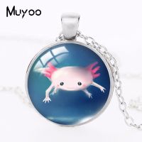 2022ใหม่สร้อยคอจี้ Axolotl น่ารักสร้อยคอรูปสัตว์รอบจี้ของขวัญแก้วโดมเครื่องประดับ