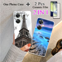 เคส2 IN 1 OnePlus Nord CE 3 Lite 5G เคสซิลิโคนลวดลายสุดสร้างสรรค์พร้อมฟิล์มกันรอยกันกระแทกโค้ง