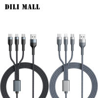 สายถักอะแดปเตอร์สาย USB หลายสายชาร์จสายชาร์จเร็วสาย USB แบบ3-IN-1สำหรับแท็บเล็ตโทรศัพท์แล็ปท็อปเคลื่อนที่