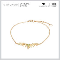 Gemondo สร้อยข้อมือทองคำแท้ 10K ประดับเพอริดอทแท้ (Peridot) ดีไซน์ทรงใบมะกอก