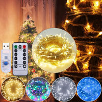 Christmas Tree LED String Lights USB 8 Modes Remote Green Wire Twinkle Fairy Lamp Waterproof Outdoor Festival Party Decoration