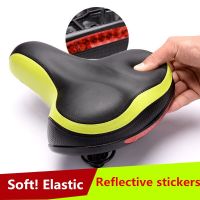 Sadel Sepeda Teebal Lebar Tempat Duduk Silikon Lembut Dengan Stiker Reflektif MTB Lampu Belakang Sadel Bantal Berongga Untuk Bersepeda