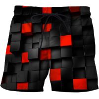 2023 Mens Swimming Trunks Quick-drying Sports Short Black and White Paisley Print Shorts Fashion Plaid 3d Printing Surf Shorts