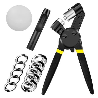3/8 Inch Grommet Tool Kit,Handheld Hole Punch Pliers Mini-Type Manual Eyelet Machine with 300 Pcs Grommets