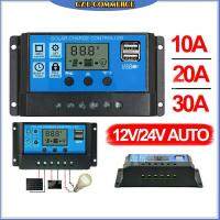 10A 20A 30A Auto Regulate PWM Solar Charge Controller 12V/24V Battery Regulator Solar Panel Controller LCD Display Bat Regulator Solar Panel Controller LCD Display with Dual USB Port