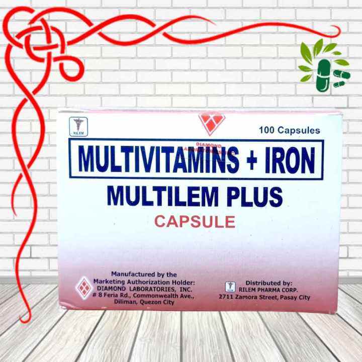 Multilem Plus (Multivitamins + iron) 100 Capsules Lazada PH