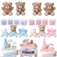 【CW】◙  Birthday Pink Bow Dolls Decoration Baby Boy 1st cake baby shower Supplies