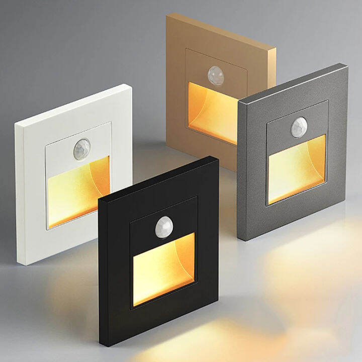 1ชิ้น-led-ปิดภาคเรียนผนังเชิงเทียนโคมไฟเซ็นเซอร์-pir-บันไดแสงขั้นตอนโคมไฟ-ac-180-240โวลต์4สีทางเดินเคลื่อนไหวเหนี่ยวนำโคมไฟติดผนังบันไดกรณีแสง