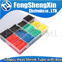 530Pcs ชุดกล่อง Polyolefin Shrinking Assorted Heat Shrink Tube Wire Cable Insulated Sleeving Tubing Set 2:1