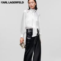 KARL LAGERFELD - SILK-BLEND SHIRT WITH BOW TIE  226W1608 เสื้อเชิ้ต