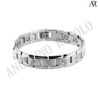 ANGELINO RUFOLO Healthy Magnetic Bracelet ดีไซน์ Luxury Chain สร้อยข้อมือแม่เหล็ก Stainless Steel 316L(สแตนเลส) สีเงิน