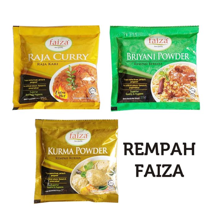 Faiza Rempah Serbuk Raja Kari Curry Kurma Briyani Powder 25gm