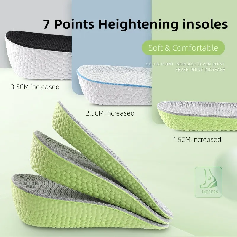 1Pair 7 Points Height Increase Insole Invisible Inner Heightening