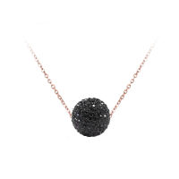 JeeMango Pave Setting CZ Crystal Disco Ball Pendant Necklace Rose Gold Color Stainless Steel Chain Link Necklaces Jewelry