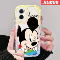 JIUMOO เคสสำหรับ OPPO A76 A96 A36การ์ตูนมิกกี้ลายคลื่นเคสโทรศัพท์โปร่งใสปลอกซิลิโคนเนื้อครีมน่ารักป้องกันเลนส์กล้องใหม่กันกระแทกเคสใสนุ่ม