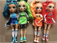 Rainbow Original Big Eyes Colorful Hair Doll Head Joints Movable Yoga White Body Boots Doll Accessories