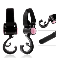 ที่แขวนของอเนกประสงค์หมุนได้ 360 องศา Stroller Hook ที่แขวนของแบบหมุนได้ 2 ชิ้น