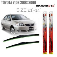 ใบปัดน้ำฝน ที่ปัดน้ำฝน ซิลิโคน ตรงรุ่น VIOS 2003-2006" ไซส์ 14-21" ยี่ห้อ Diamond กล่องแดง(ราคาต่อคู่)