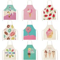 Sweet Donuts Kitchen Aprons for Women Cotton Linen Bibs Household Cleaning Pinafore Home Cooking Apron Aprons