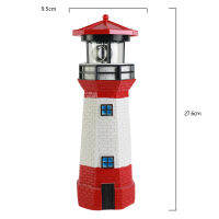 Lighthouse Shape Outdoor Solar LED Light Resin Spin Beacon Statue Sunlight Terrace Porch Garden Fence Lamp Decoration Ornament