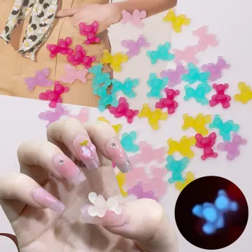 3D Resin Nail Charms Cute Aurora Bear Resin Nail Art Decorations Ornam