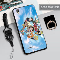 เคสนิ่มสำหรับเคสโทรศัพท์ OPPO F1/F1F/F1W/A35กล่องคลุมทั้งหมดพิมพ์ลายป้องกันการตกหล่นป้องกันการขีดข่วนฝามีที่ถือวงแหวนและเชือกสำหรับโทรศัพท์