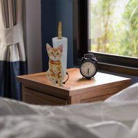 Toilet Paper Towel Holder Cute Cat Kitten Wrought Iron Bathroom Kitchen Tissue Storage Shelf Roll Paper Storage Rack Desk Tablet