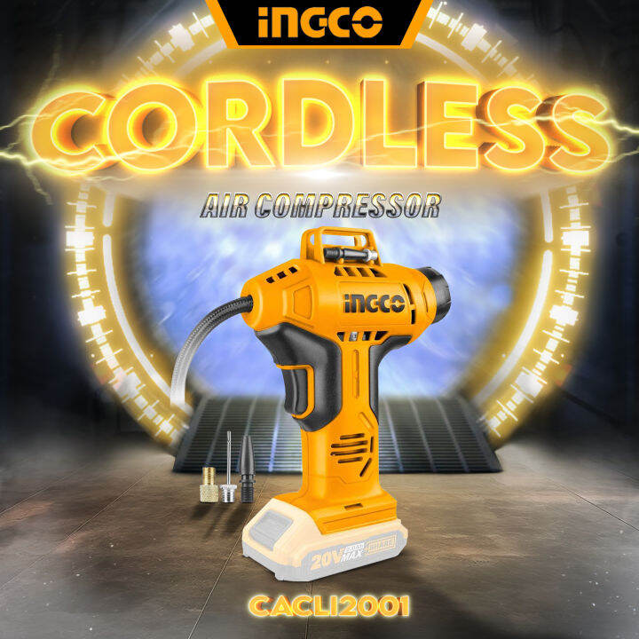 INGCO Lithium-Ion Cordless Auto Air Compressor Tire Inflator POWERSHARE ...