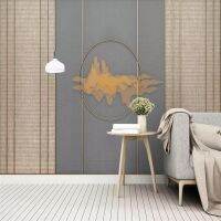 ↂ☍✵ Decorative wallpaper series 3D simple new Chinese landscape style metal cloth screen background wall