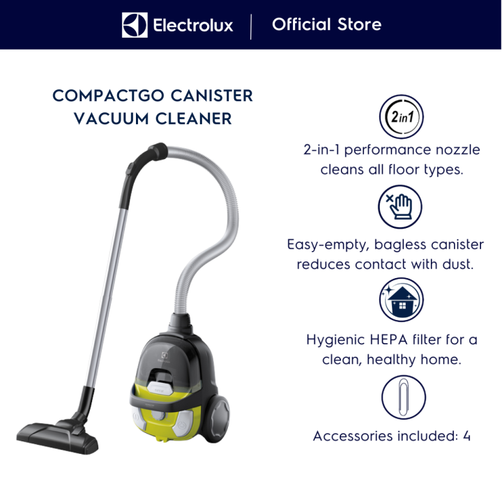 Electrolux Z1231 CompactGo Cyclonic Bagless Vacuum Cleaner with 2
