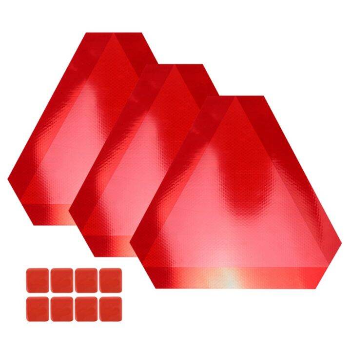 3Pcs Car Slow Moving Vehicle Safety Sign with Reflective Triangle Sign Large Vehicle Reflective
